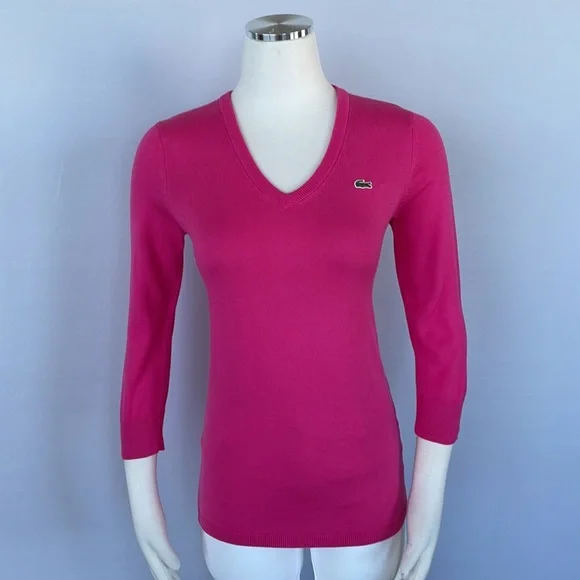 Lacoste Pink Sweater Size 38 3/4in Sleeves - Picture 2 of 13